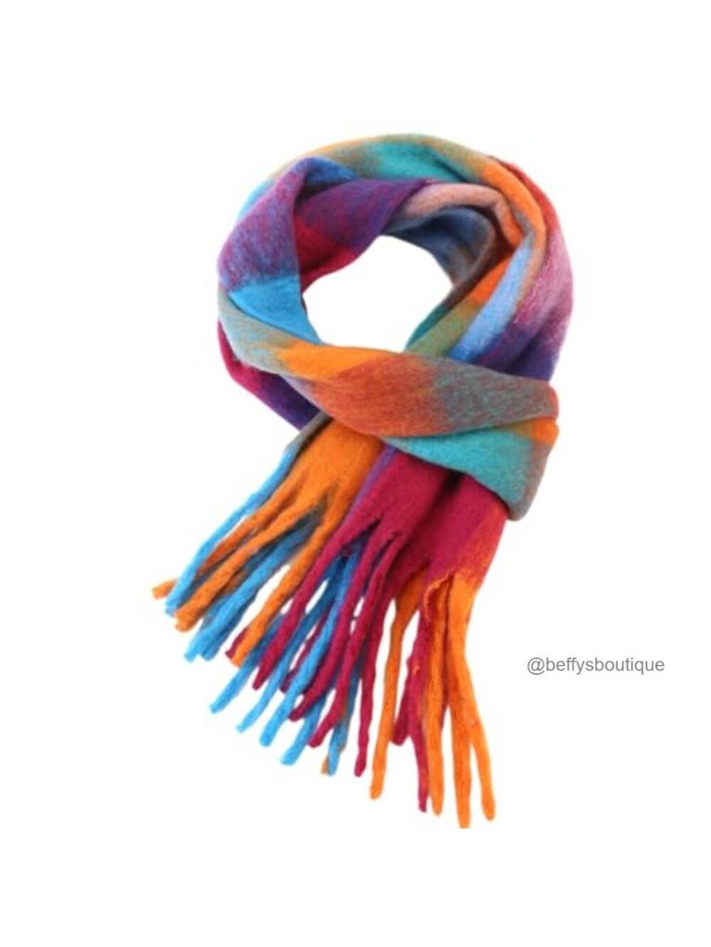Oversized Plaid Scarf with Tassels Soft Acrylic Blanket Shawl for Women
